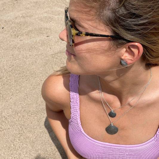 Collares Conchas de plata oxidada