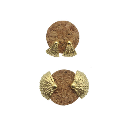 Pendientes Erizos de mar partidos de plata bañada en oro 18K