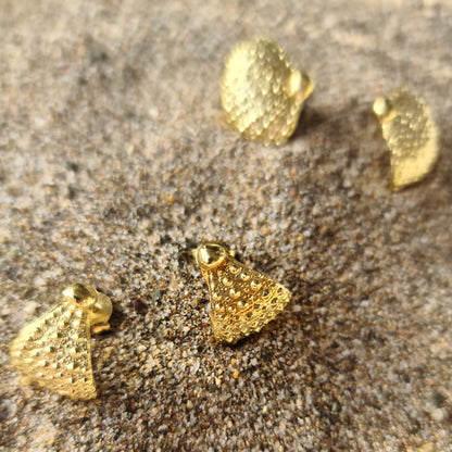 Pendientes Erizos de mar partidos de plata bañada en oro 18K