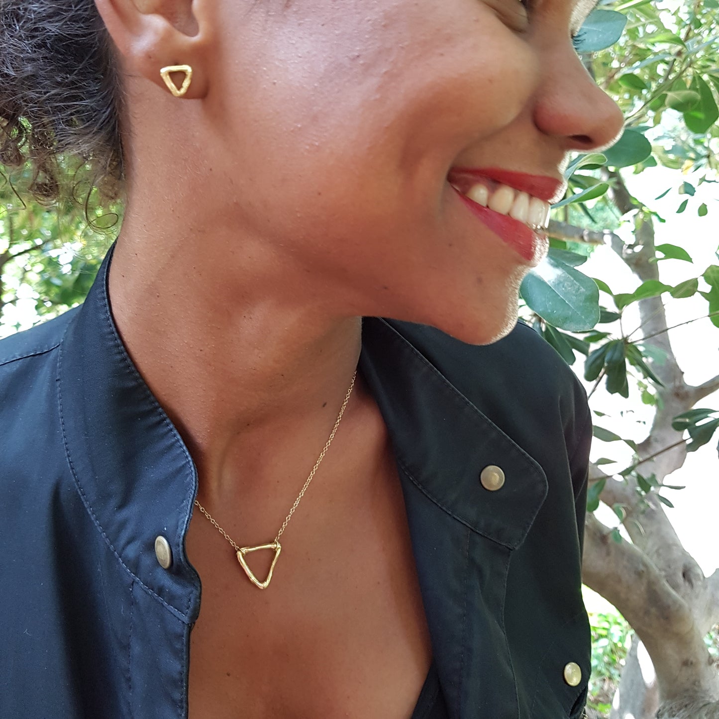 Pendientes Triángulo de plata chapada en oro