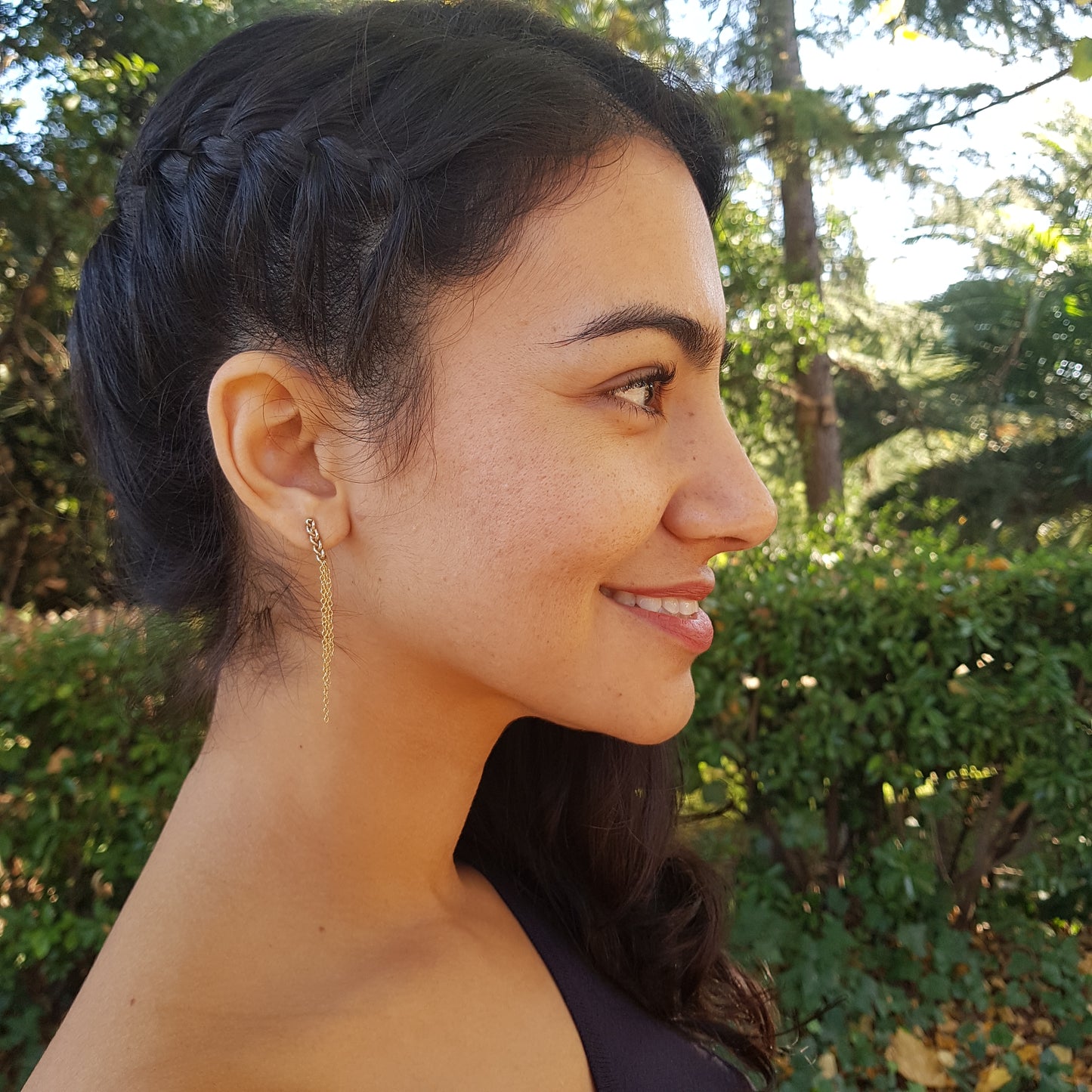 Pendientes Trenzas de plata chapada en oro de 18k