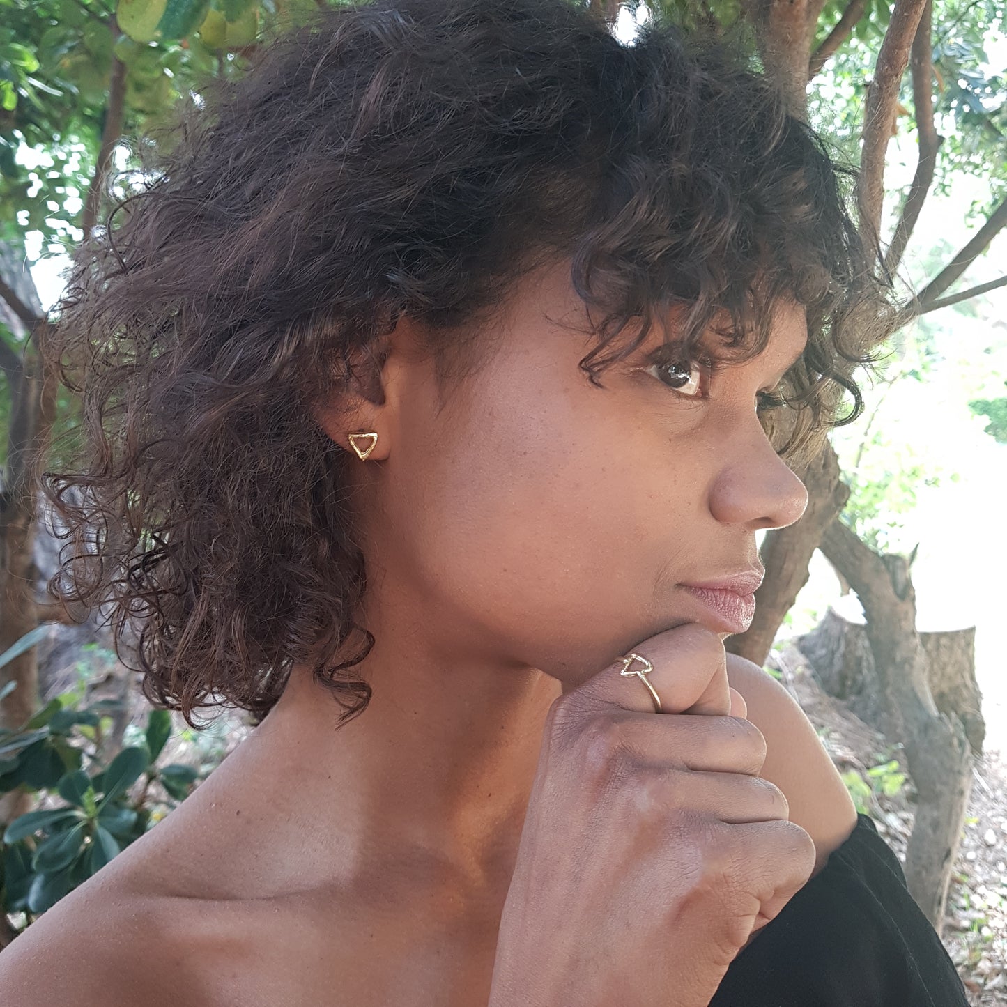 Pendientes Triángulo de plata chapada en oro