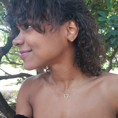 Pendientes Triángulo de plata chapada en oro
