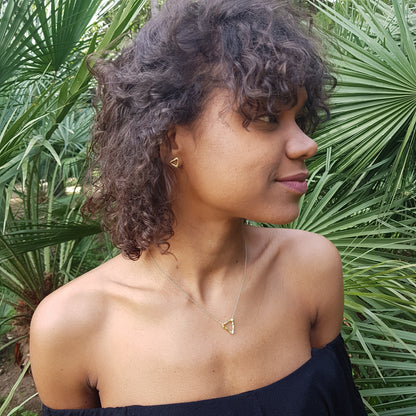 Pendientes Triángulo de plata chapada en oro