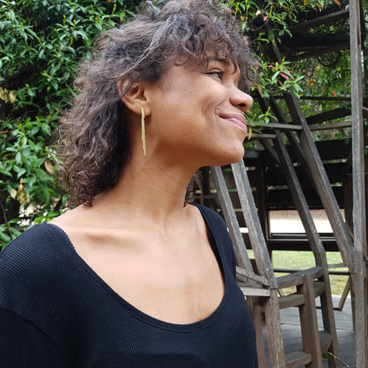 Pendientes Trenzas de plata chapada en oro de 18k