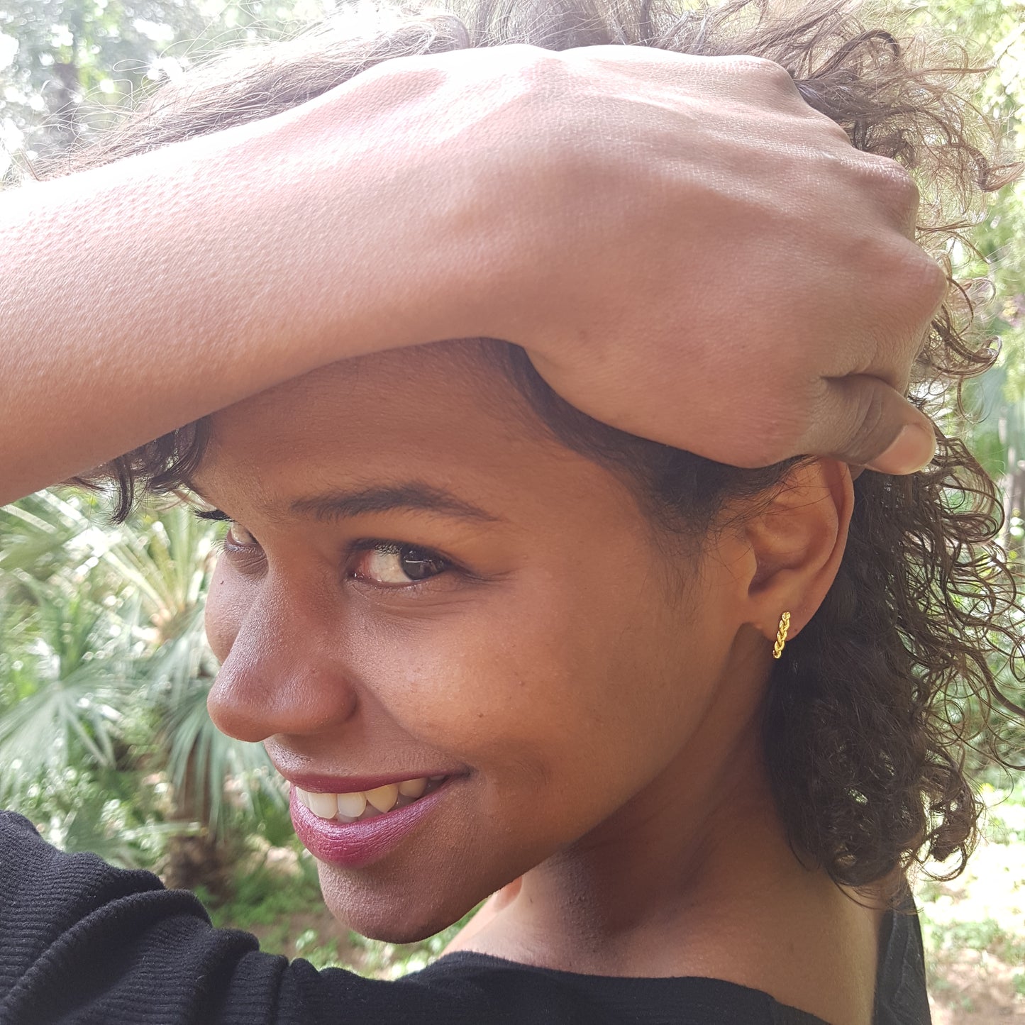 Pendientes Trenzas de plata chapada en oro de 18k