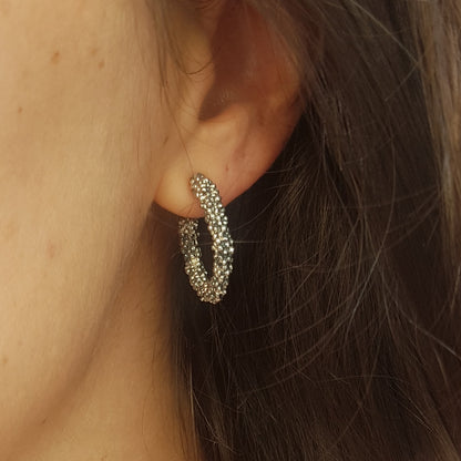 Aros Burbujas completas de plata oxidada