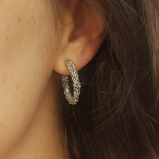 Aros Burbujas completas de plata oxidada