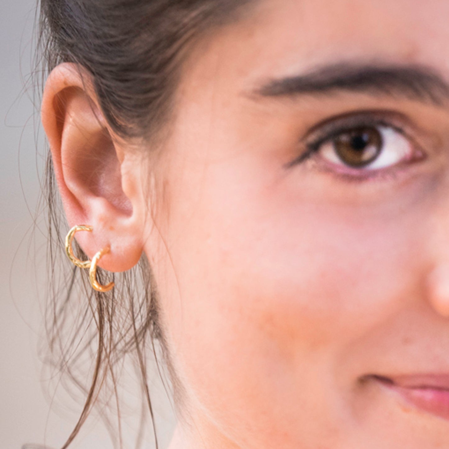 Aros de plata chapada en oro de 18k