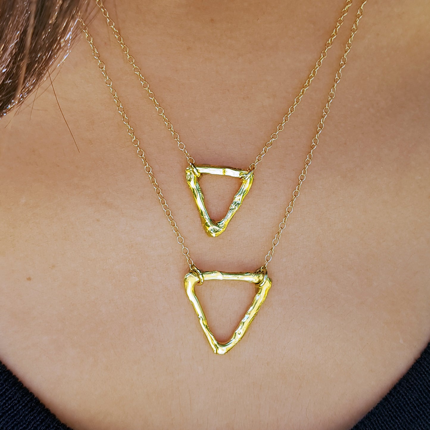 Collar Triángulo de plata chapada en oro