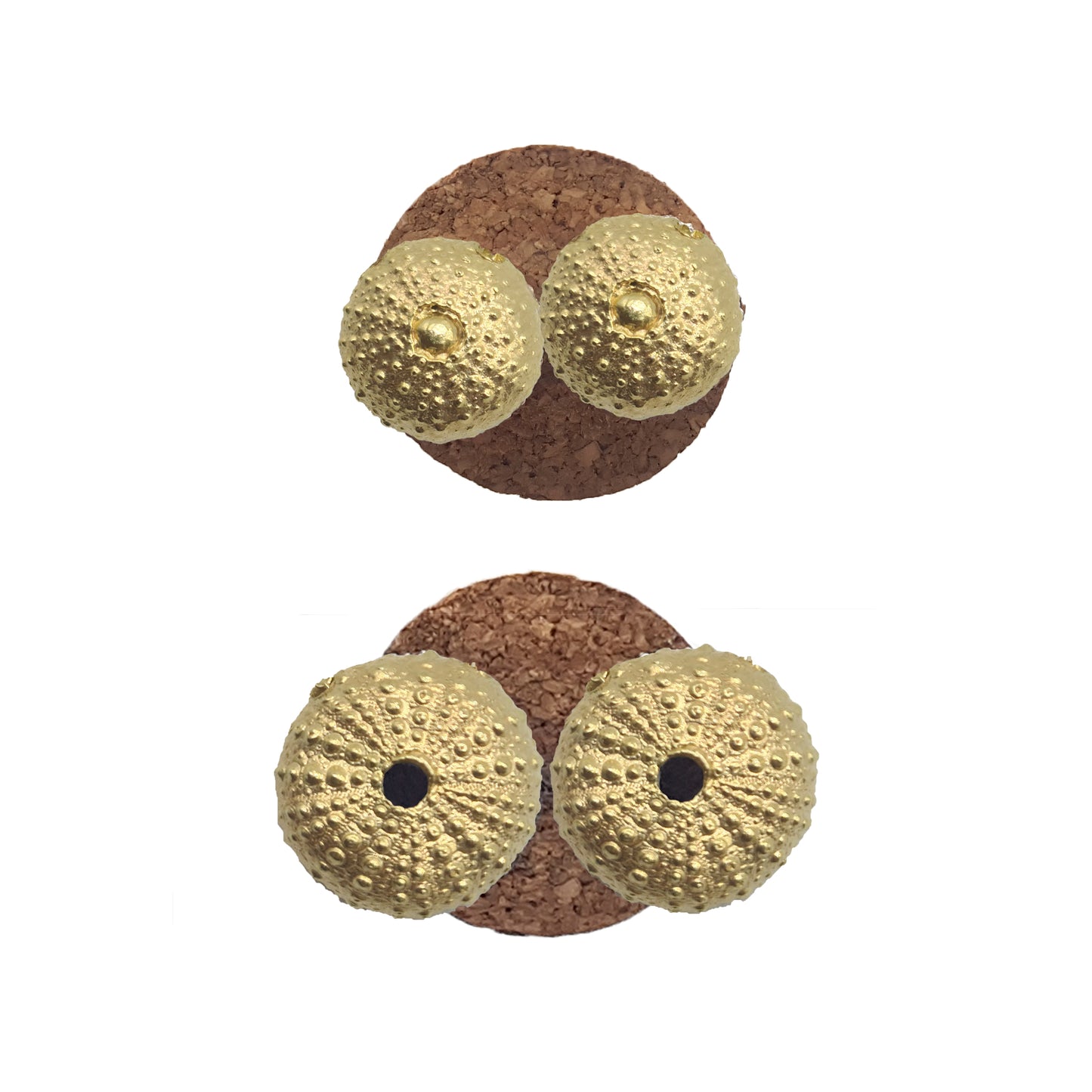 Pendientes Erizos de Mar de plata chapada en oro 18K