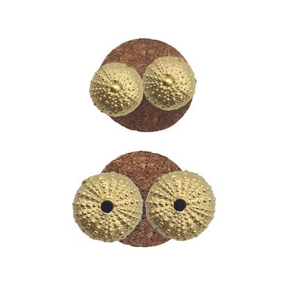 Pendientes Erizos de Mar de plata chapada en oro 18K