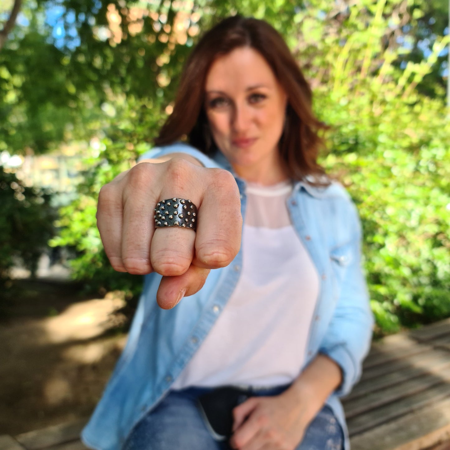 Anillo Constelaciones de plata oxidada