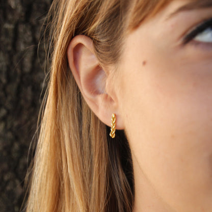 Pendientes Trenzas de plata chapada en oro de 18k