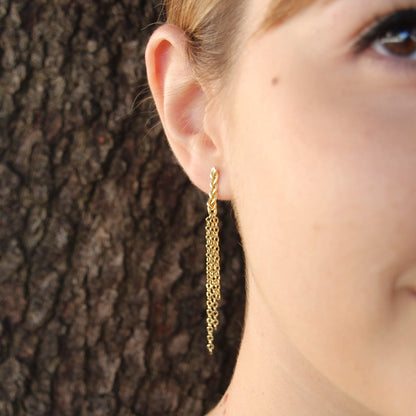 Pendientes Trenzas de plata chapada en oro de 18k