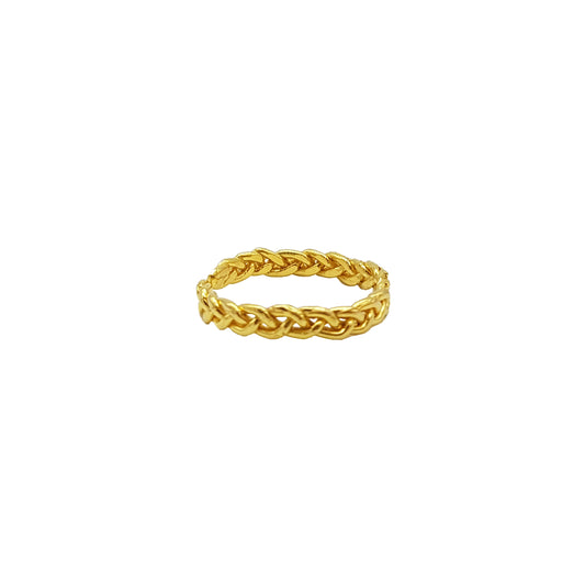 Anillo Trenzas de plata chapada en oro de 18k