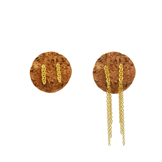 Pendientes Trenzas de plata chapada en oro de 18k