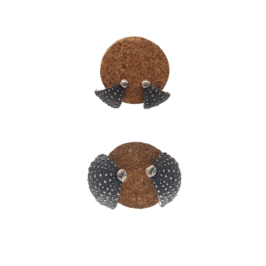 Pendientes Erizos de mar partidos de plata oxidada