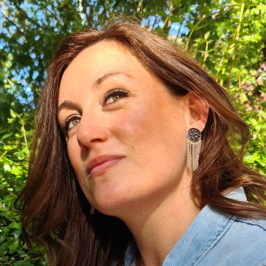 Pendientes Constelaciones botón Maxi de plata