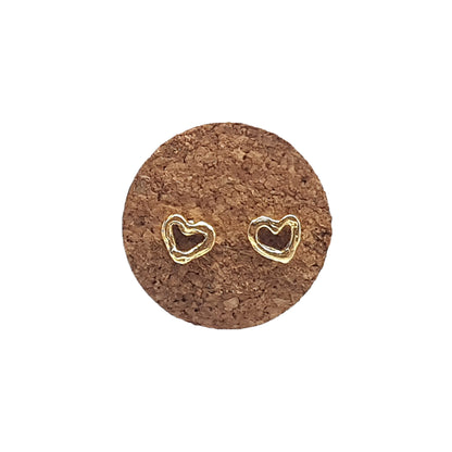 Pendientes Corazones de plata chapada en oro de 18k