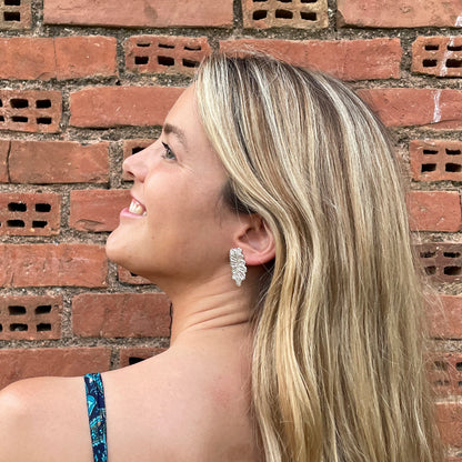 Pendientes Bordado Hojas de plata