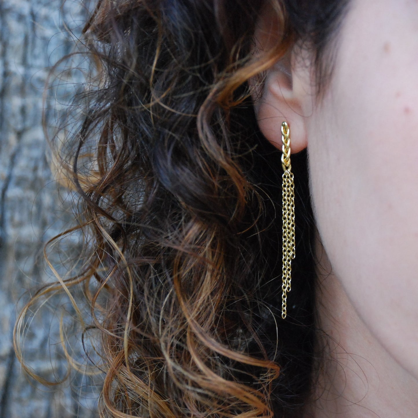 Pendientes Trenzas de plata chapada en oro de 18k