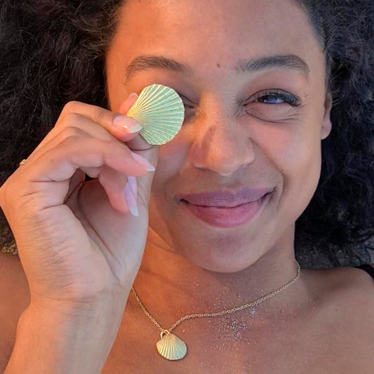 Collares Conchas de plata chapada en oro 18K