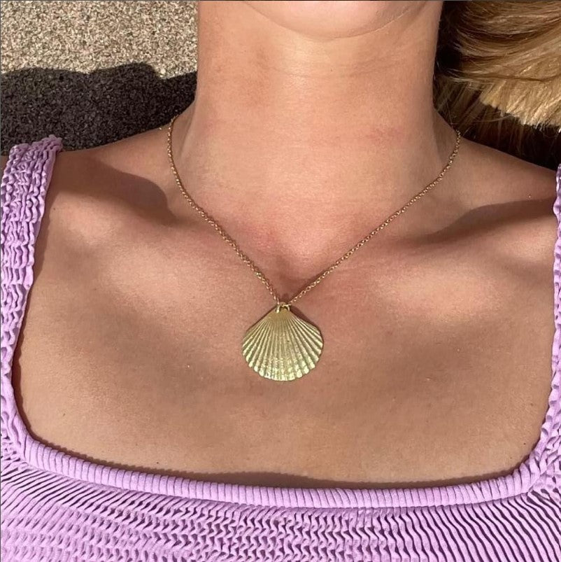 Collares Conchas de plata chapada en oro 18K