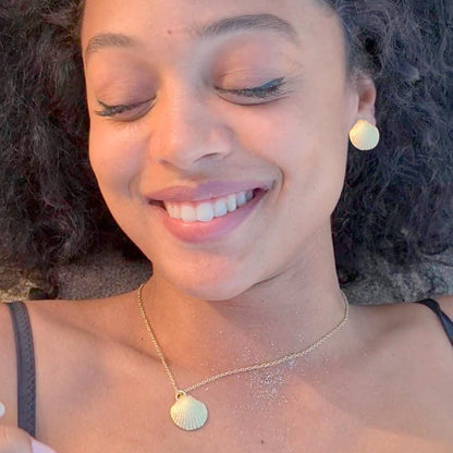 Collares Conchas de plata chapada en oro 18K