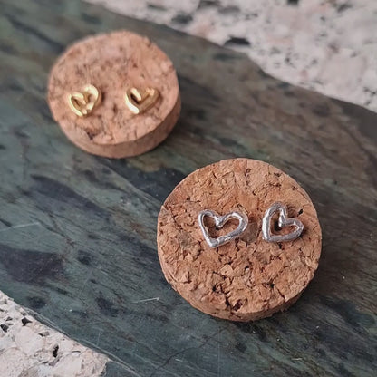 Pendientes Corazones de plata chapada en oro de 18k
