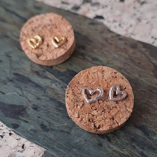 Pendientes Corazones de plata chapada en oro de 18k
