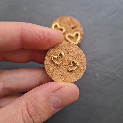 Pendientes Corazones de plata chapada en oro de 18k