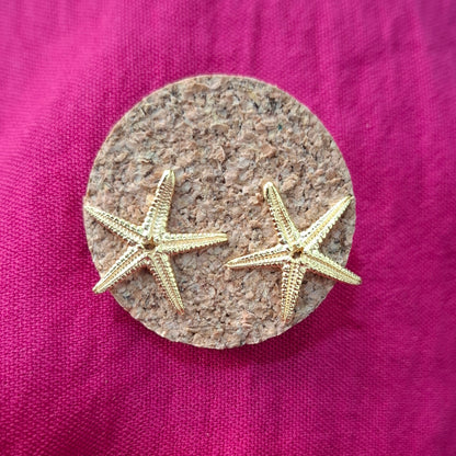 Pendientes Estrella de Mar mini plata con baño de oro
