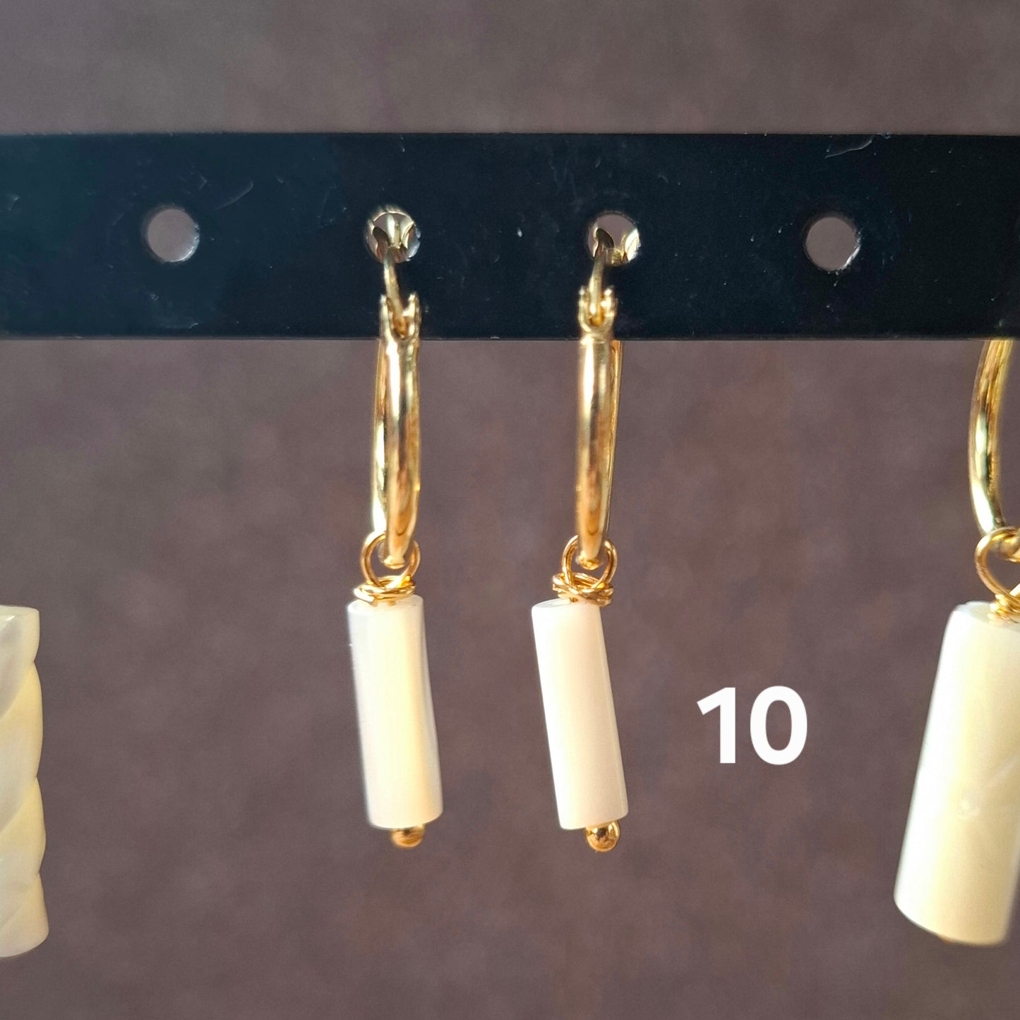 Aros plata con baño de oro y nácar