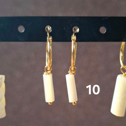 Aros plata con baño de oro y nácar