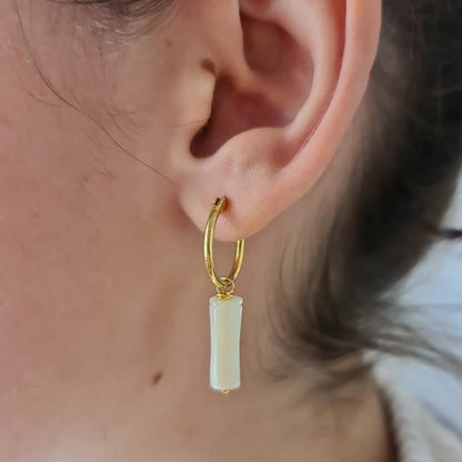 Aros plata con baño de oro y nácar