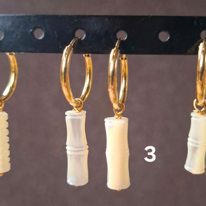 Aros plata con baño de oro y nácar