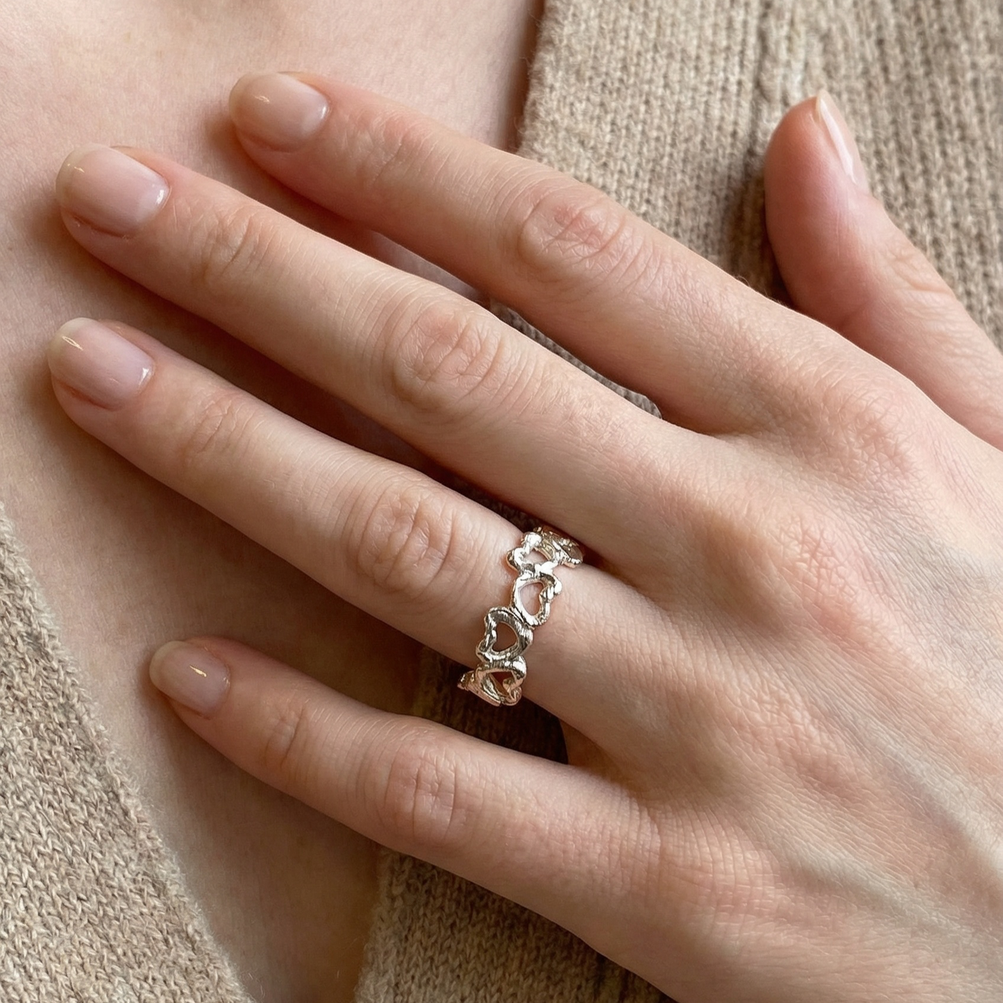 Anillo Corazones de plata