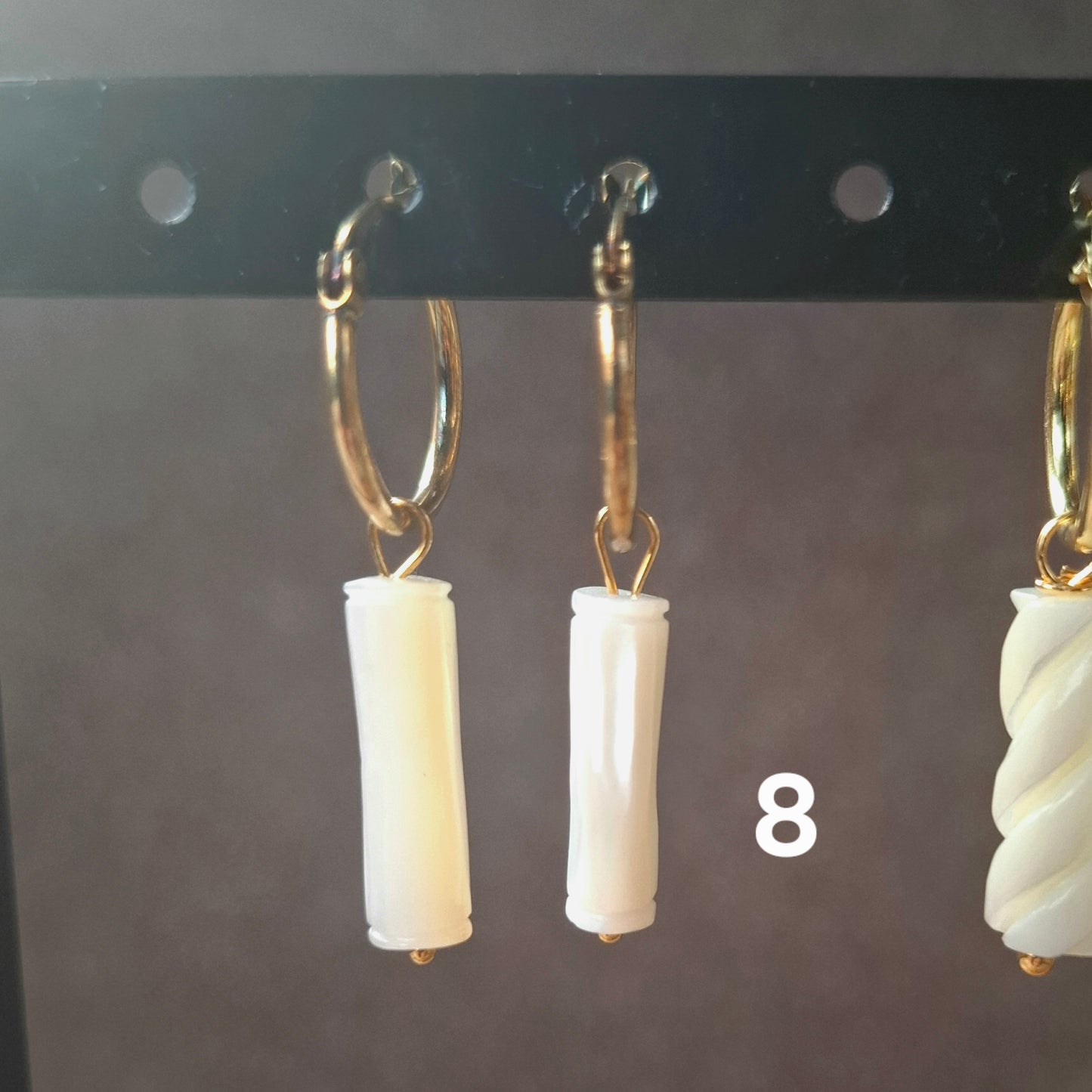 Aros plata con baño de oro y nácar