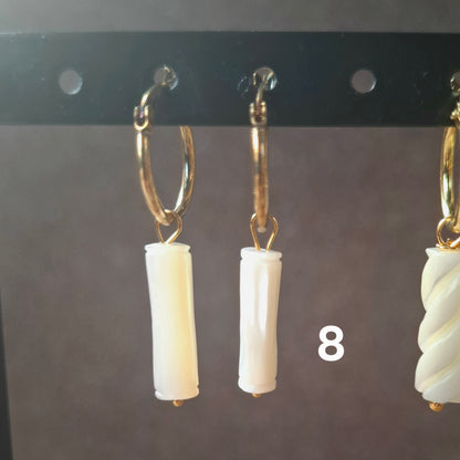 Aros plata con baño de oro y nácar