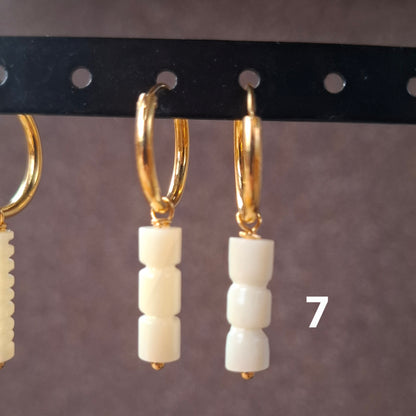 Aros plata con baño de oro y nácar