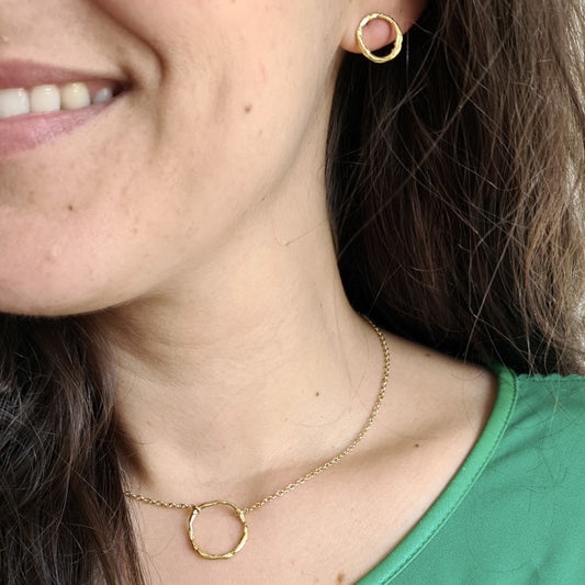 Pendientes Círculo de plata chapada en oro de 18k